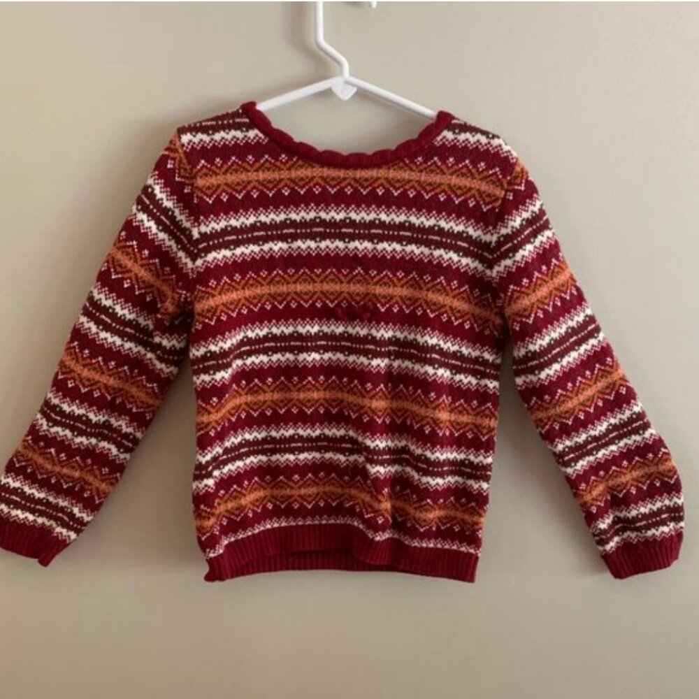 Gymboree Girl's Maroon Fair Isle Long Sleeve Maroon Sweater Size 6